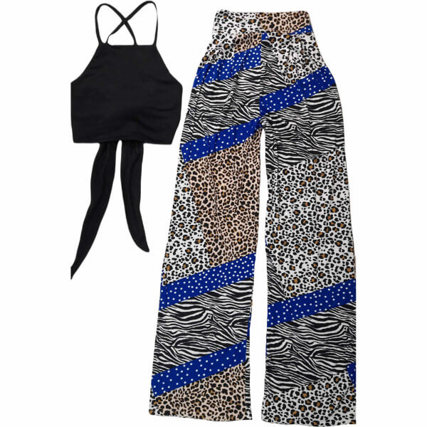 Cocktail Top & Loose Printed Pant Set